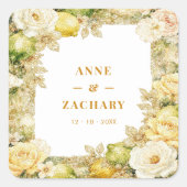 Luxury Delicate Mediterranean Lemons & Flowers Quadratischer Aufkleber (Vorderseite)