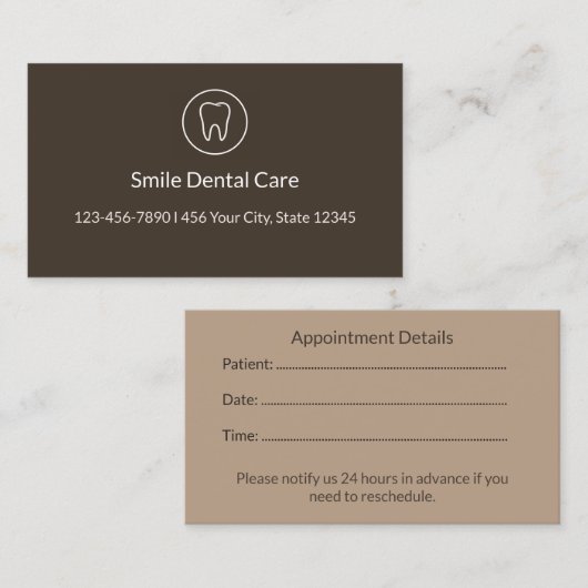 Luxury Dental Appointment Card | Clinic Reminder Terminkarte (Vorne/Hinten)