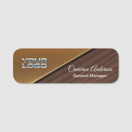 Luxury Diagonal Wood Gold Name Tag Namensschild