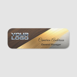 Luxury Diagonal Wood Metal Name Tag Namensschild