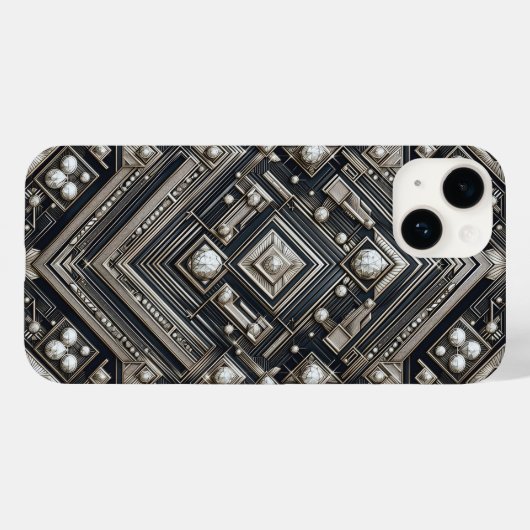 Luxury Diamond Cut Geometric Art Deco Pattern Gold Case-Mate iPhone Hülle (Rückseite (Horizontal))