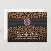 Luxury Diamond Gems Leopard Print Save the Date Ankündigungspostkarte (Vorne/Hinten)