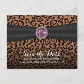 Luxury Diamond Gems Leopard Print Save the Date Ankündigungspostkarte (Vorderseite)