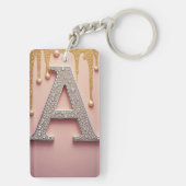 Luxury Diamond Letter A Monogram With Gold Drips Schlüsselanhänger (Rückseite)