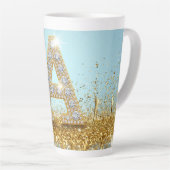 Luxury Diamond Letter A on Gold Glitter Background Milchtasse (Rechte Ecke)