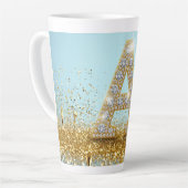 Luxury Diamond Letter A on Gold Glitter Background Milchtasse (Linke Ecke)
