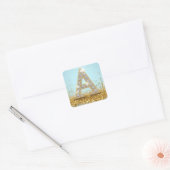 Luxury Diamond Letter A on Gold Glitter Background Quadratischer Aufkleber (Umschlag)
