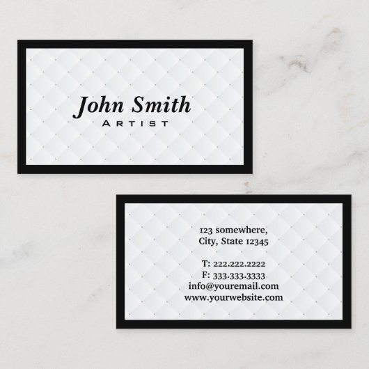 Luxury Diamond Quilt Artist Business Card Visitenkarte (Vorne/Hinten)