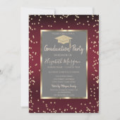 Luxury Diamonds Dark Red Graduation Einladung (Vorderseite)