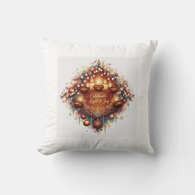Luxury Diwali Christmas Fusion Throw Pillow Kissen (Vorderseite)