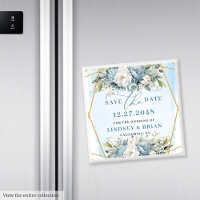 Luxury Dusty Blue Gold Glitzer Rett Date Magnet