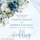 Luxury Dusty Blue Silver Wedding Einladungskarte Einladung