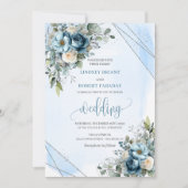 Luxury Dusty Blue Silver Wedding Einladungskarte Einladung (Vorderseite)