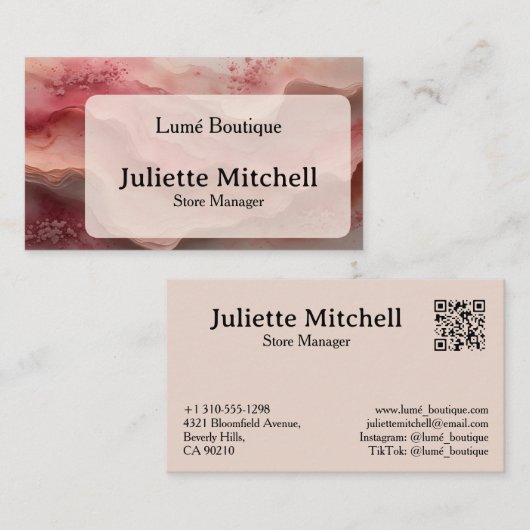 Luxury Dusty Rose Marble Custom Business Card Visitenkarte (Vorne/Hinten)