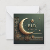 Luxury Eid Mubarak Greeting in Green Mitteilungskarte (Vorderseite)
