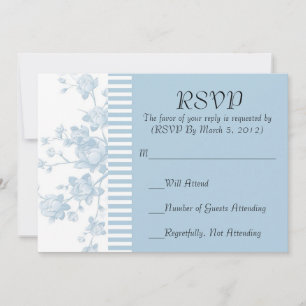 Luxury Elegant Blue Peony Floral RSVP Karte