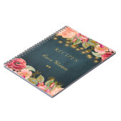 Luxury elegant blush navy gold floral recipe book notizblock (Linke Seite)