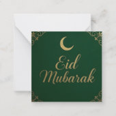 Luxury Elegant Eid Mubarak Greeting in Green Mitteilungskarte (Vorderseite)