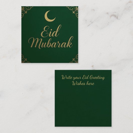 Luxury Elegant Eid Mubarak Greeting in Green Mitteilungskarte (Vorne/Hinten)