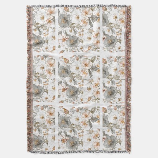 Luxury, Elegant, Gold Grey Flowers Pattern  Decke (Vorderseite Vertikal)
