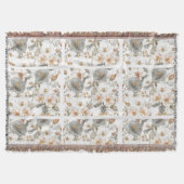 Luxury, Elegant, Gold Grey Flowers Pattern  Decke (Vorderseite)