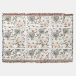 Luxury, Elegant, Gold Grey Flowers Pattern  Decke