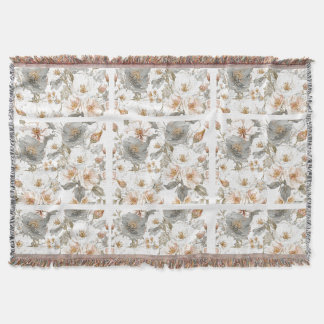 Luxury, Elegant, Gold Grey Flowers Pattern  Decke