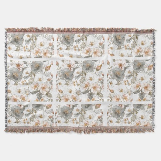 Luxury, Elegant, Gold Grey Flowers Pattern  Decke (Vorderseite)