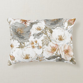 Luxury, Elegant, Gold Grey Flowers Pattern  Dekokissen