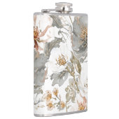 Luxury, Elegant, Gold Grey Flowers Pattern Flachmann (Rechts)