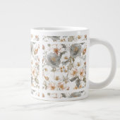 Luxury, Elegant, Gold Grey Flowers Pattern  Jumbo-Tasse (Rechts)