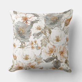 Luxury, Elegant, Gold Grey Flowers Pattern  Kissen