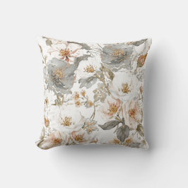 Luxury, Elegant, Gold Grey Flowers Pattern  Kissen