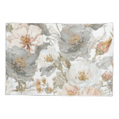 Luxury, Elegant, Gold Grey Flowers Pattern  Kissenbezug (Rückseite)