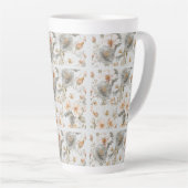 Luxury, Elegant, Gold Grey Flowers Pattern Milchtasse (Rechte Ecke)