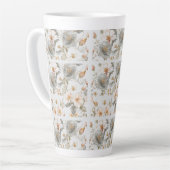Luxury, Elegant, Gold Grey Flowers Pattern Milchtasse (Linke Ecke)