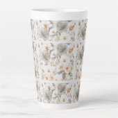 Luxury, Elegant, Gold Grey Flowers Pattern  Milchtasse (Vorderseite)