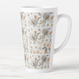 Luxury, Elegant, Gold Grey Flowers Pattern  Milchtasse