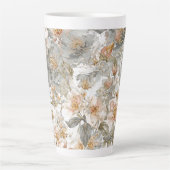 Luxury, Elegant, Gold Grey Flowers Pattern Milchtasse (Vorderseite)