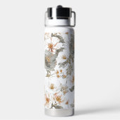 Luxury, Elegant, Gold Grey Flowers Pattern Trinkflasche (Hinten)