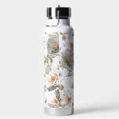 Luxury, Elegant, Gold Grey Flowers Pattern Trinkflasche (rechts)