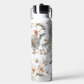 Luxury, Elegant, Gold Grey Flowers Pattern Trinkflasche (Vorderseite)
