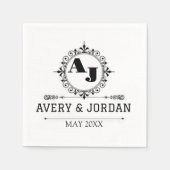 Luxury Elegant Monogram with Initials white Serviette (Vorderseite)