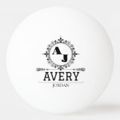 Luxury Elegant Monogram with Initials white Tischtennisball (Vorderseite)