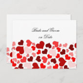 Luxury Elegant Red Hearts Rett Date Card Ankündigungspostkarte (Vorne/Hinten)