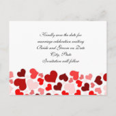 Luxury Elegant Red Hearts Rett Date Card Ankündigungspostkarte (Rückseite)