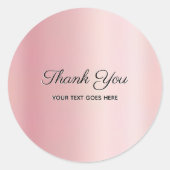 Luxury Elegant Rose Gold Custom Text Thank You Runder Aufkleber (Vorderseite)
