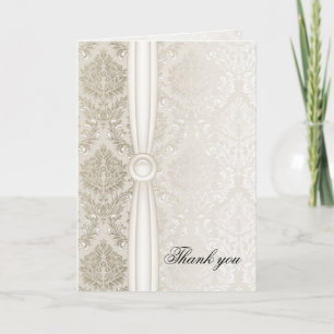Luxury Elegant Silver Damask Danke Karte