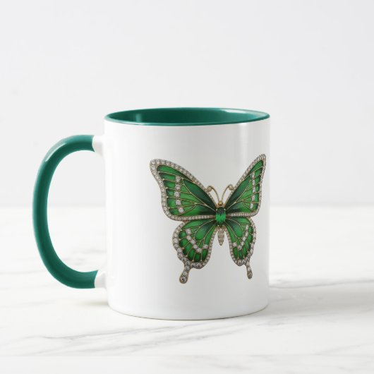 Luxury Emerald & Diamond Butterfly  Tasse (Links)