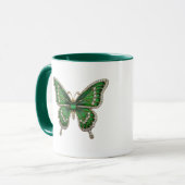 Luxury Emerald & Diamond Butterfly  Tasse (Vorderseite Links)